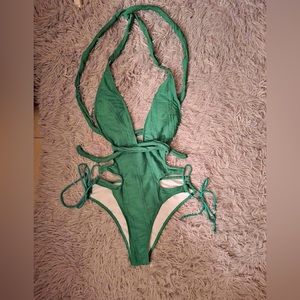Green bikini bodysuit